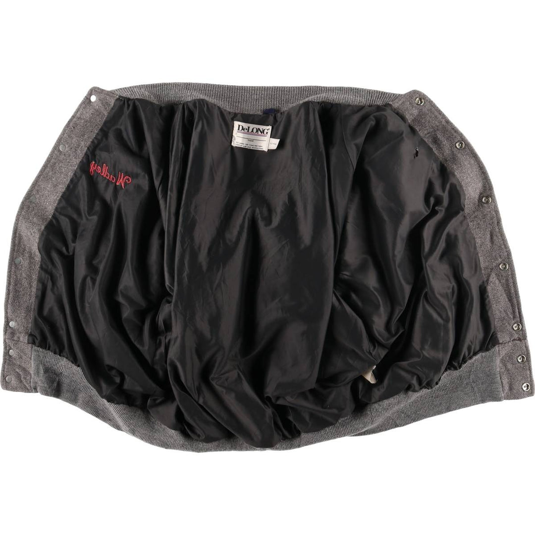 Vintage 80s-90'S DeLONG Wool Varsity Jacket, Award Jacket, Men's XL wool gray type Vintage Second Hand