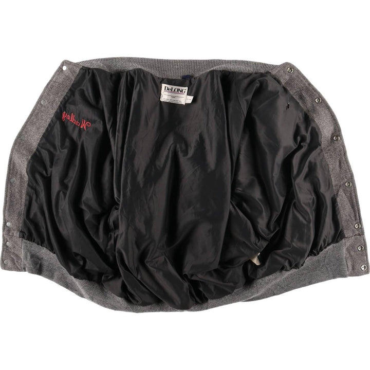 Vintage 80s-90'S DeLONG Wool Varsity Jacket, Award Jacket, Men's XL wool gray type Vintage Second Hand