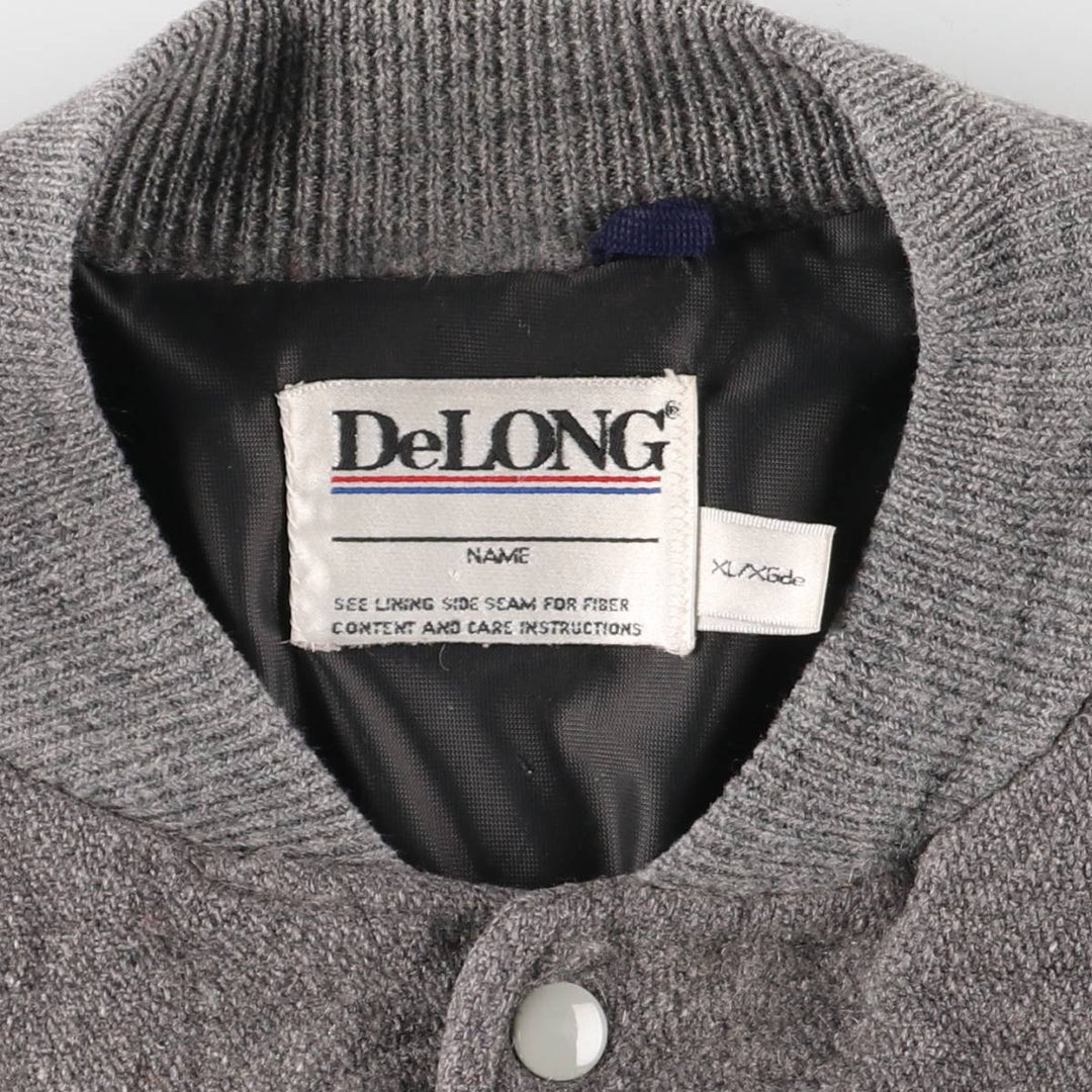 Vintage 80s-90'S DeLONG Wool Varsity Jacket, Award Jacket, Men's XL wool gray type Vintage Second Hand