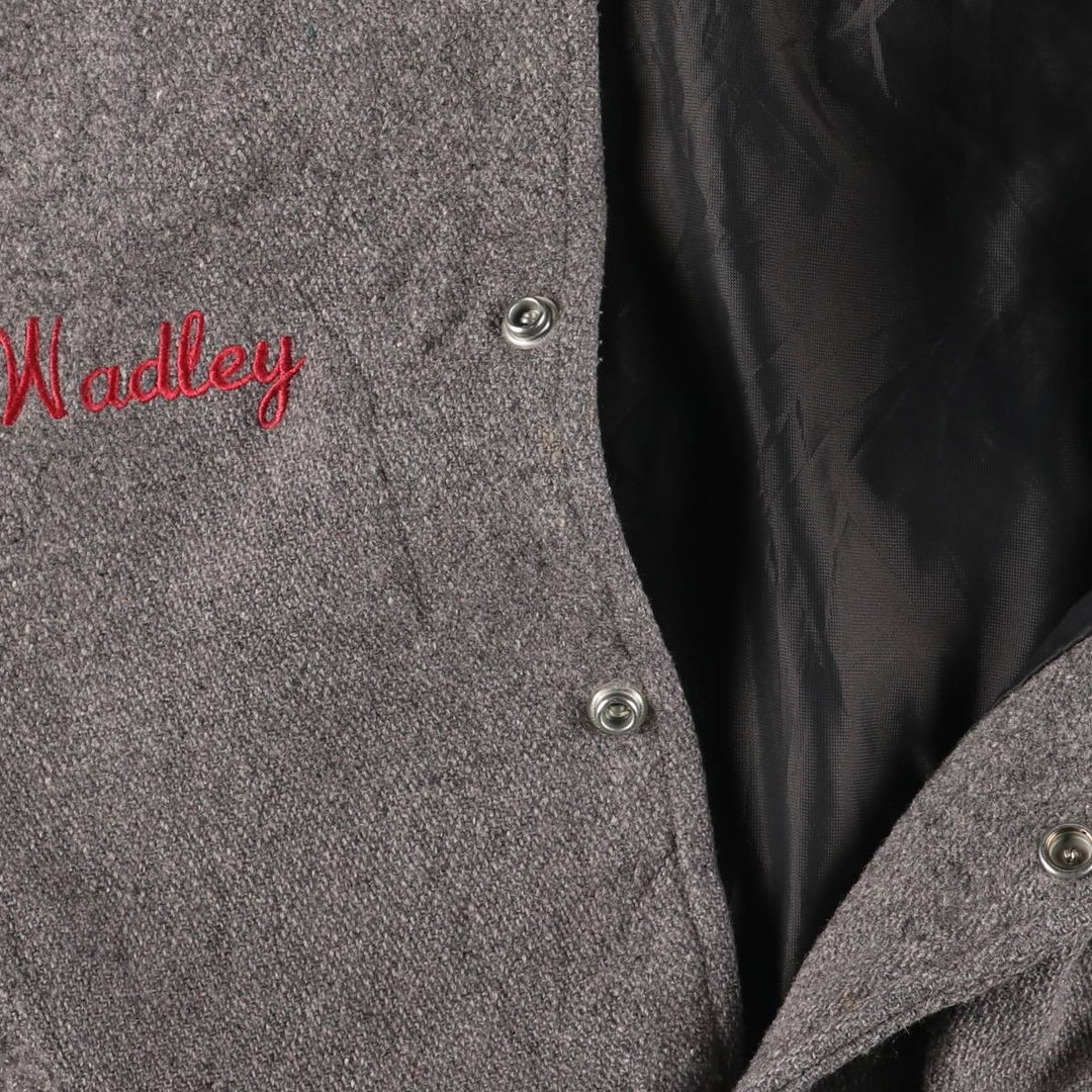 Vintage 80s-90'S DeLONG Wool Varsity Jacket, Award Jacket, Men's XL wool gray type Vintage Second Hand