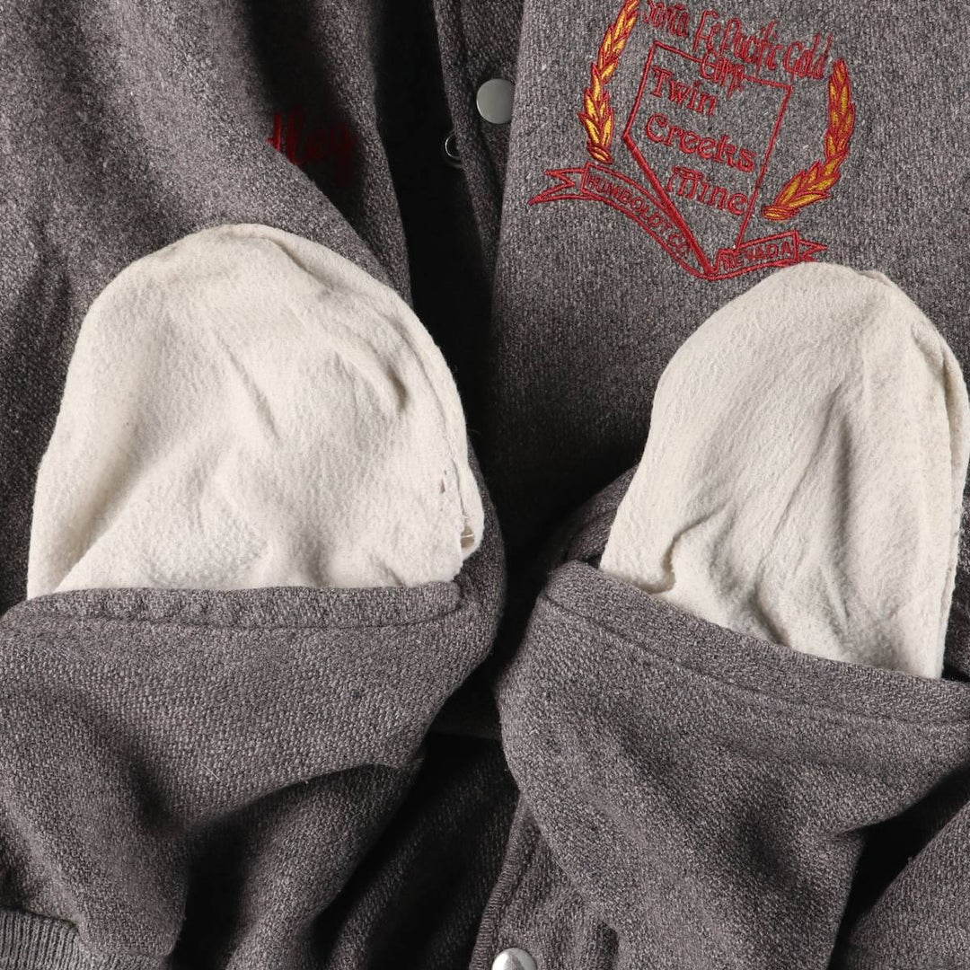 Vintage 80s-90'S DeLONG Wool Varsity Jacket, Award Jacket, Men's XL wool gray type Vintage Second Hand