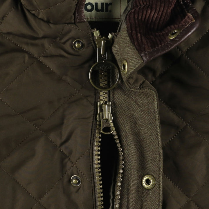 Barbour DEVON JACKET quilted puffer jacket, men's size L polyester Khaki type Vintage Second Hand