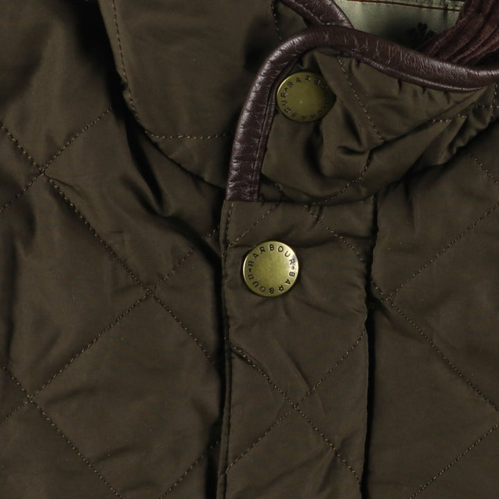 Barbour DEVON JACKET quilted puffer jacket, men's size L polyester Khaki type Vintage Second Hand