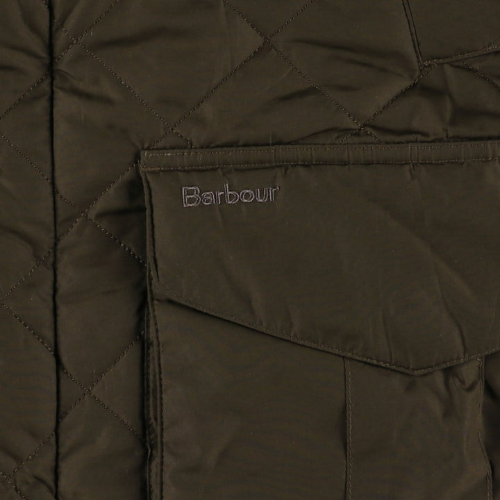 Barbour DEVON JACKET quilted puffer jacket, men's size L polyester Khaki type Vintage Second Hand