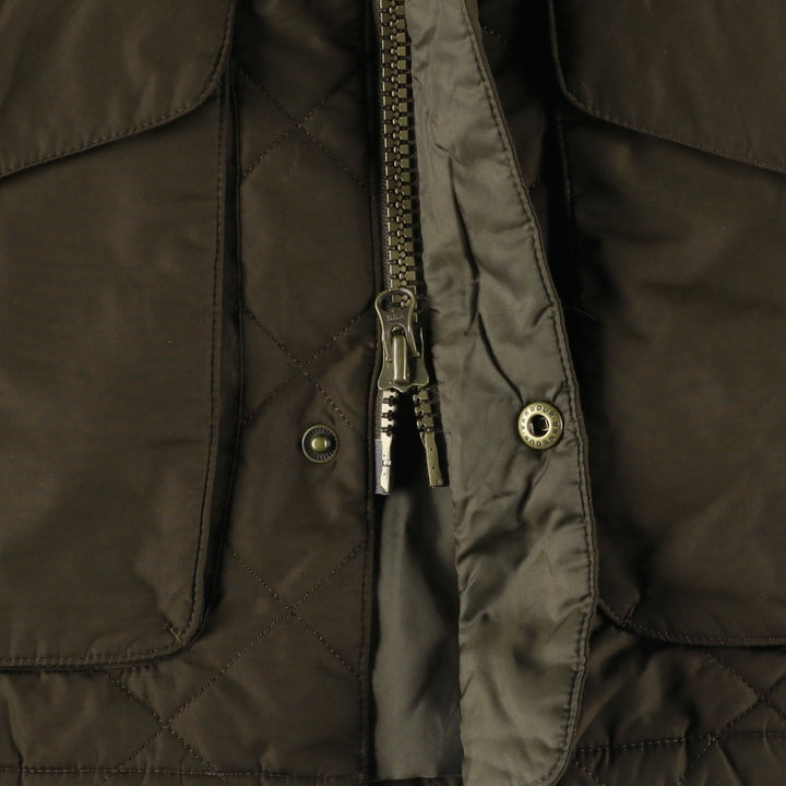 Barbour DEVON JACKET quilted puffer jacket, men's size L polyester Khaki type Vintage Second Hand