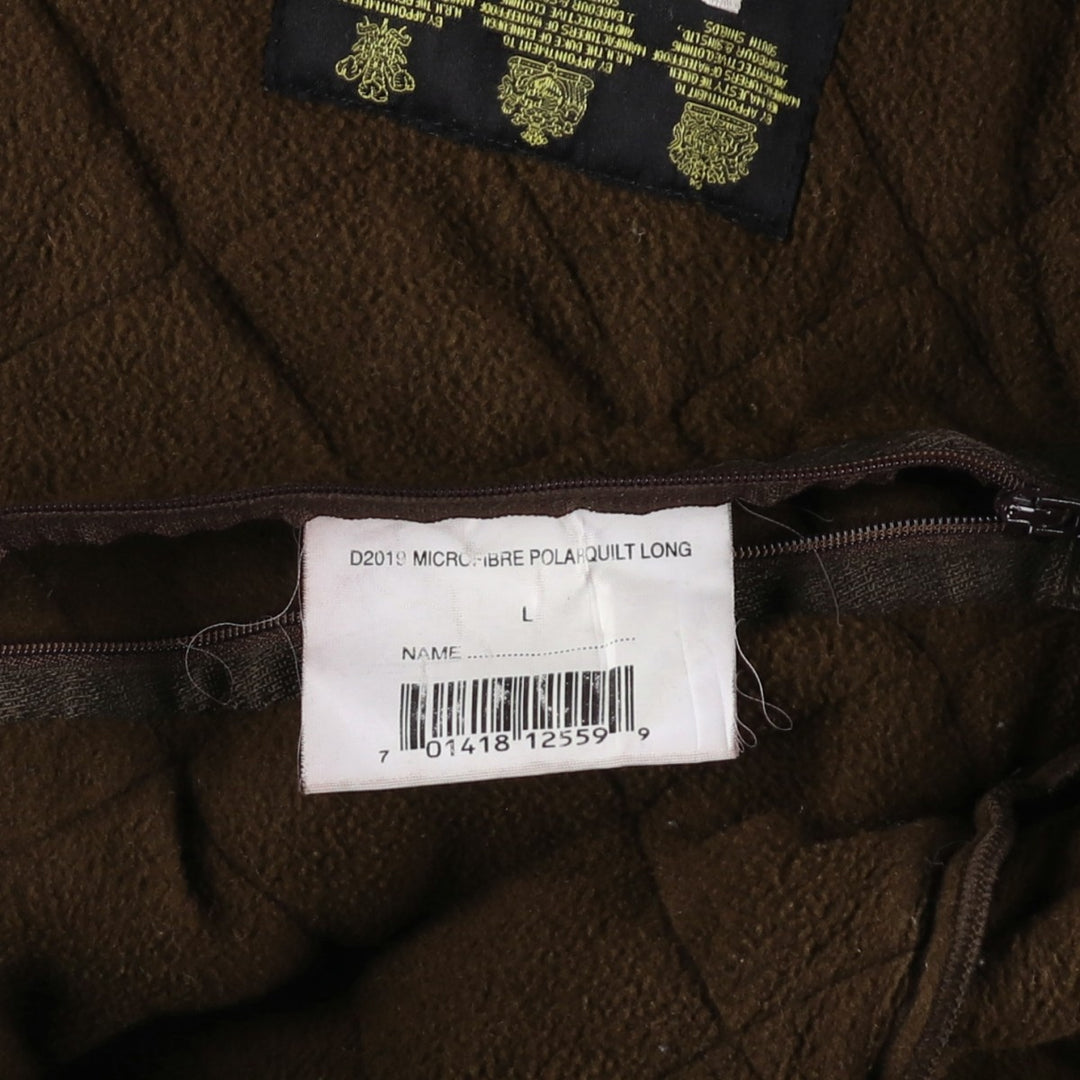 2000s~ Barbour Microfiber Polarquilt Long 3-Warrant Quilted Puffer Jacket, Men's Size L polyester brown type Vintage Second Hand