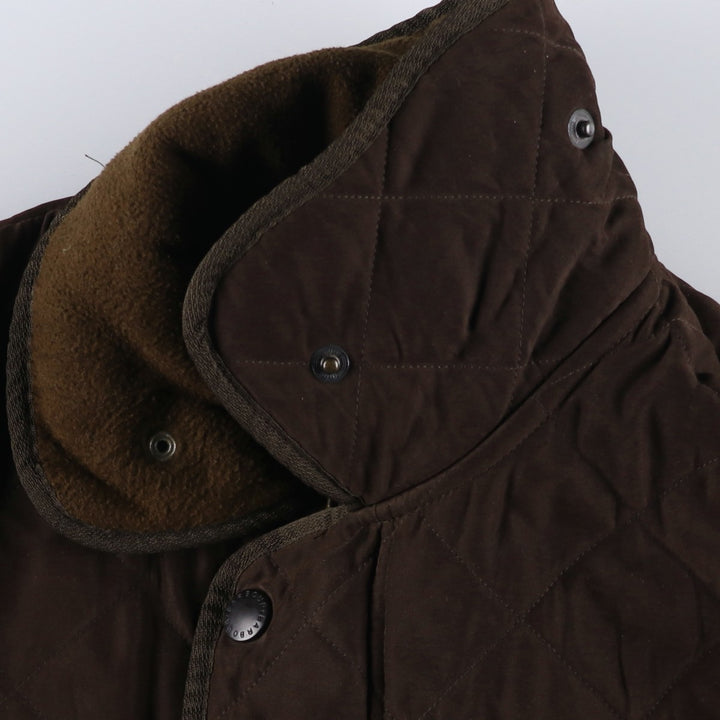 2000s~ Barbour Microfiber Polarquilt Long 3-Warrant Quilted Puffer Jacket, Men's Size L polyester brown type Vintage Second Hand