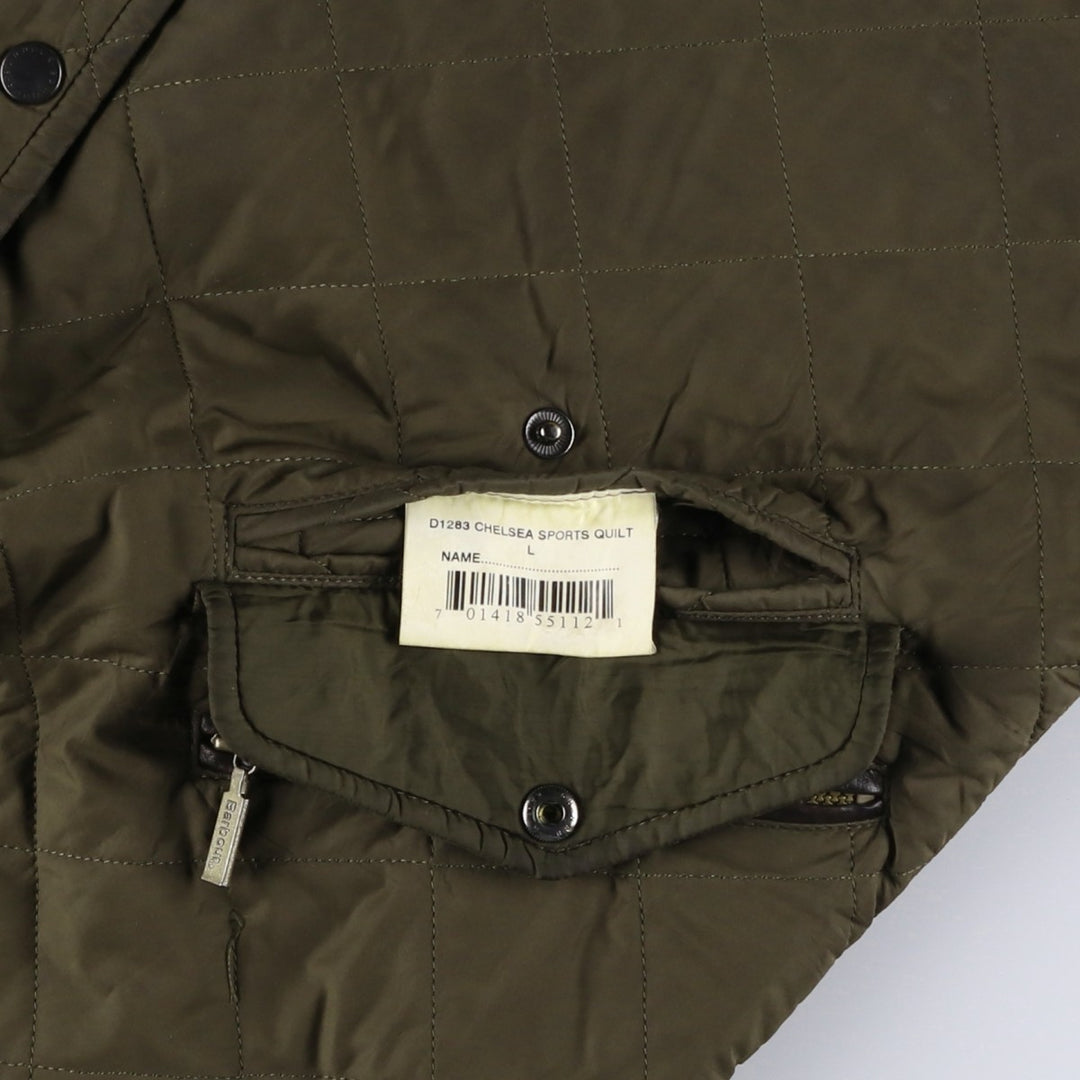 2000s~ Barbour Chelsea Sport Quilt 3 Warrant Quilted Puffer Jacket, Men's Size L polyester Khaki type Vintage Second Hand