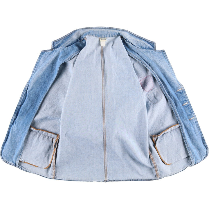 80s-90'S Vivaldi Custom Denim Tailored Jacket, Made in USA, Men's Size Medium, Vintage cotton blue type Vintage Second Hand