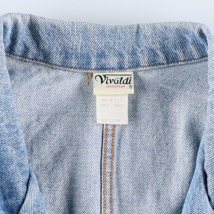 80s-90'S Vivaldi Custom Denim Tailored Jacket, Made in USA, Men's Size Medium, Vintage cotton blue type Vintage Second Hand