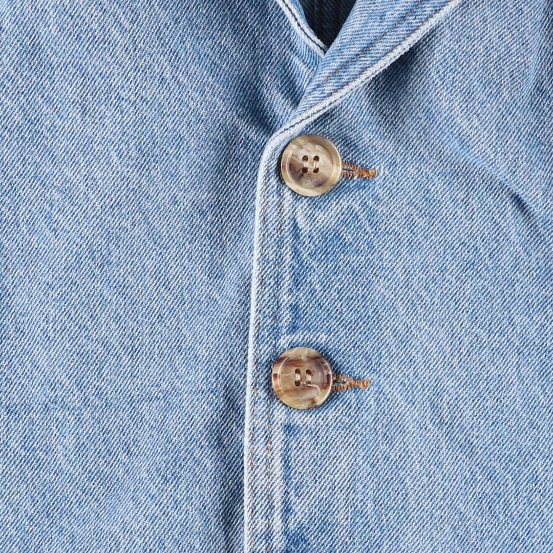80s-90'S Vivaldi Custom Denim Tailored Jacket, Made in USA, Men's Size Medium, Vintage cotton blue type Vintage Second Hand