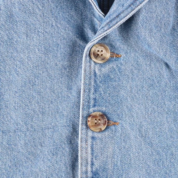 80s-90'S Vivaldi Custom Denim Tailored Jacket, Made in USA, Men's Size Medium, Vintage cotton blue type Vintage Second Hand