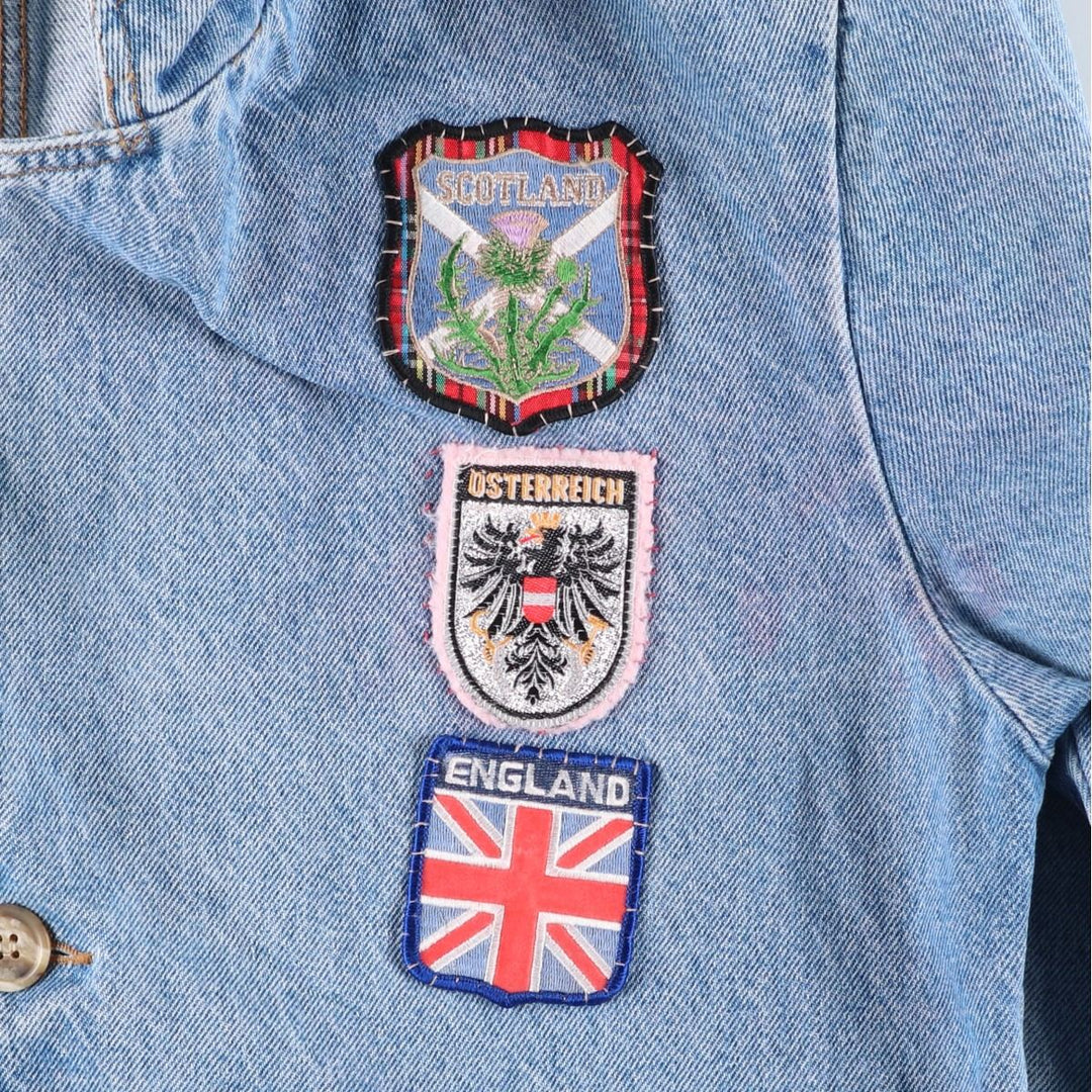 80s-90'S Vivaldi Custom Denim Tailored Jacket, Made in USA, Men's Size Medium, Vintage cotton blue type Vintage Second Hand