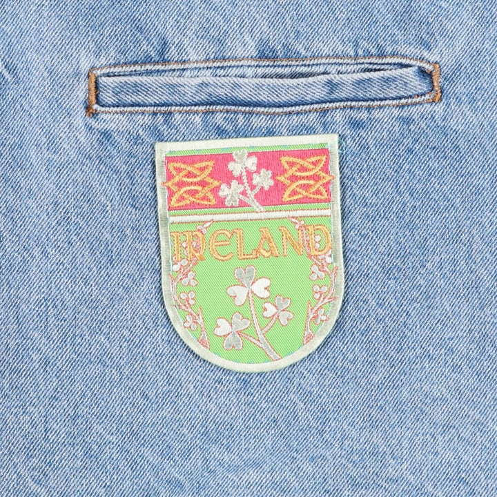 80s-90'S Vivaldi Custom Denim Tailored Jacket, Made in USA, Men's Size Medium, Vintage cotton blue type Vintage Second Hand