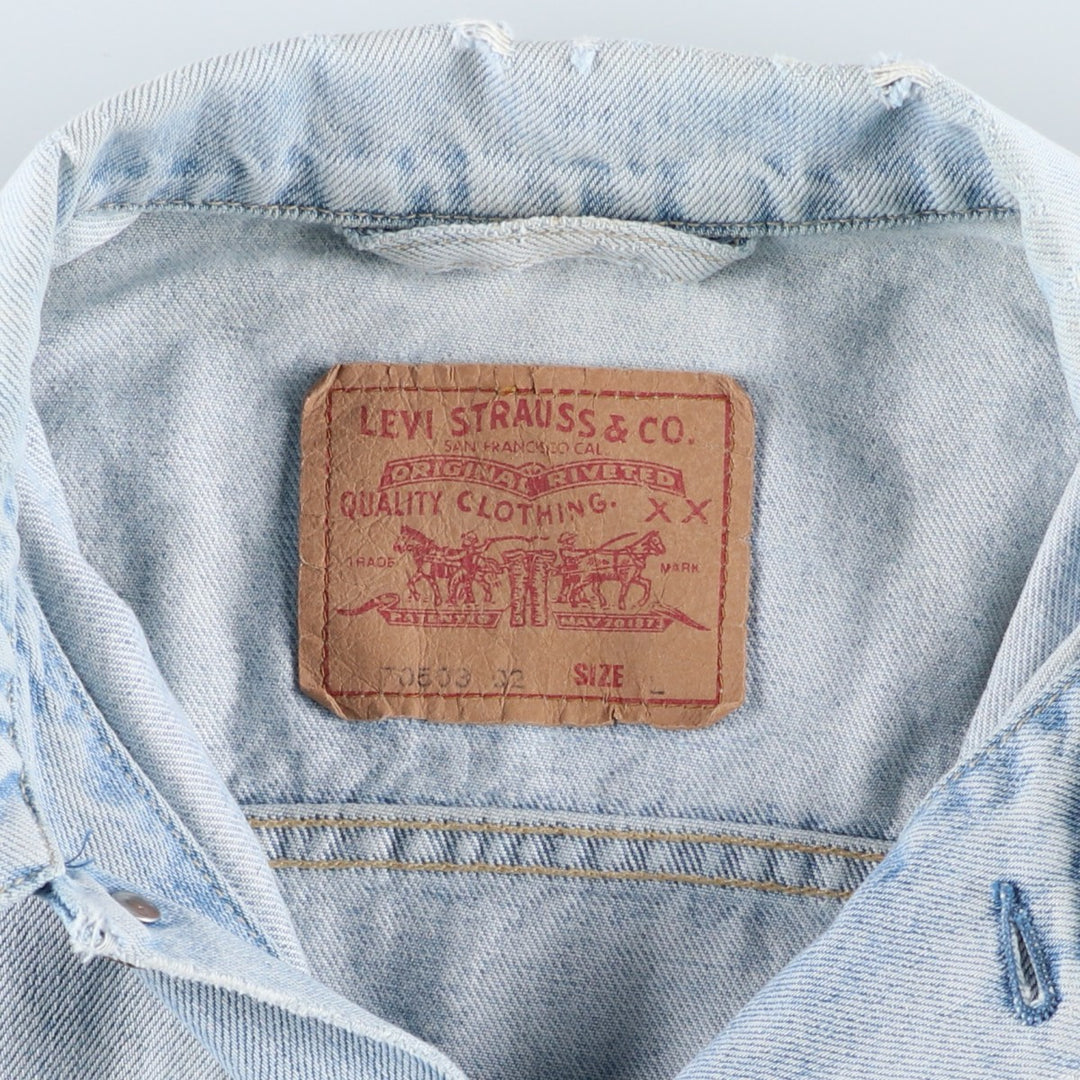 90'S Levi's 70503-0211 Denim Jacket, Men's Size L, Vintage cotton Blue type light blue Vintage Second Hand