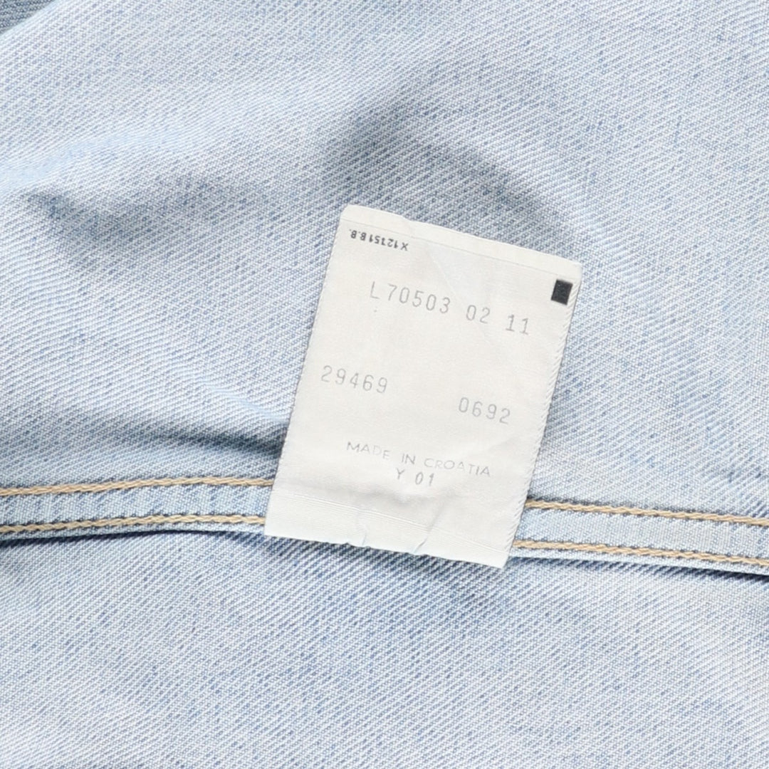 90'S Levi's 70503-0211 Denim Jacket, Men's Size L, Vintage cotton Blue type light blue Vintage Second Hand