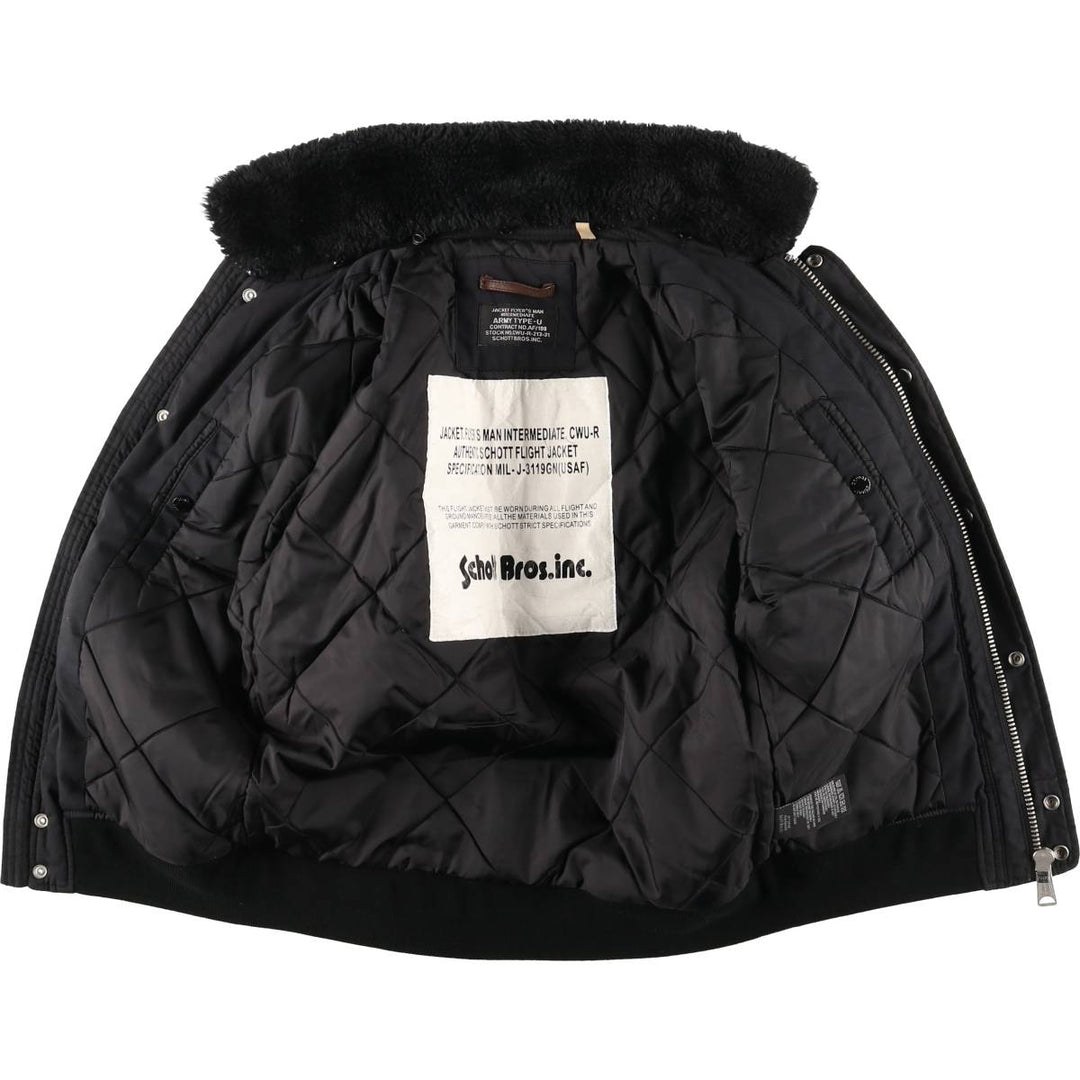 Civilian Schott Type-U Padded Military Flight Jacket, Men's Size Small polyester black type Vintage Second Hand
