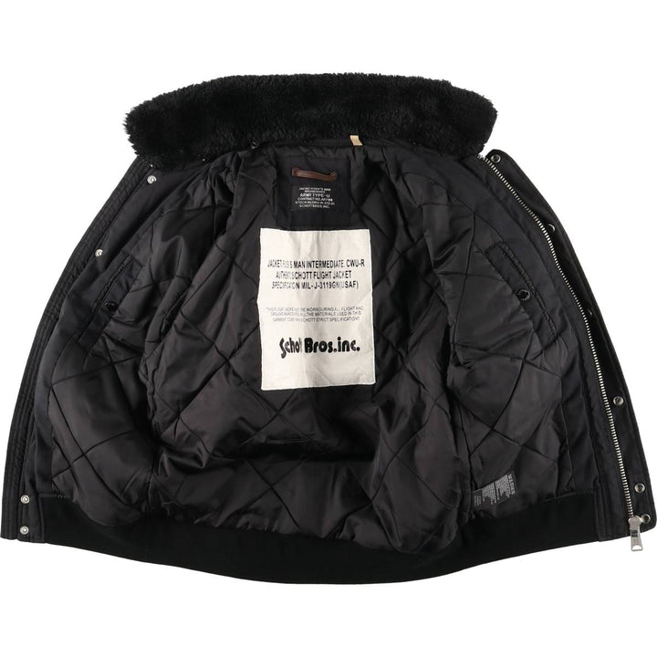 Civilian Schott Type-U Padded Military Flight Jacket, Men's Size Small polyester black type Vintage Second Hand