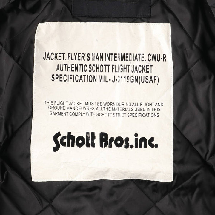 Civilian Schott Type-U Padded Military Flight Jacket, Men's Size Small polyester black type Vintage Second Hand