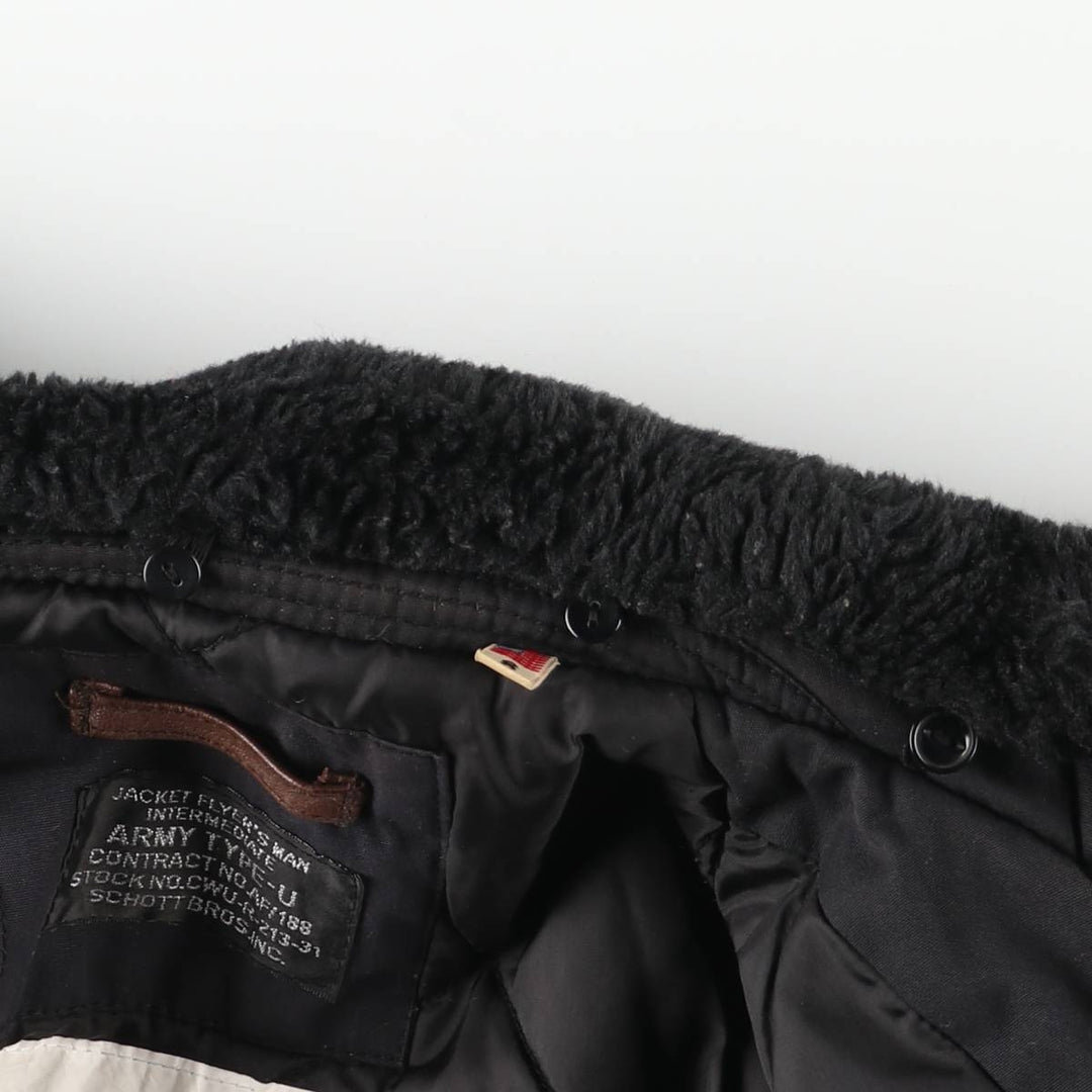 Civilian Schott Type-U Padded Military Flight Jacket, Men's Size Small polyester black type Vintage Second Hand