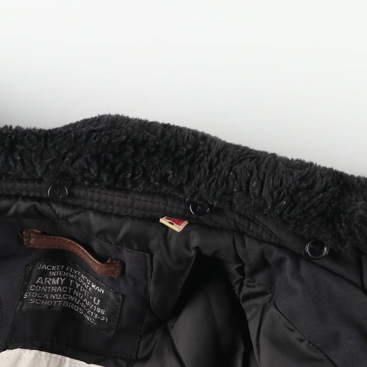 Civilian Schott Type-U Padded Military Flight Jacket, Men's Size Small polyester black type Vintage Second Hand