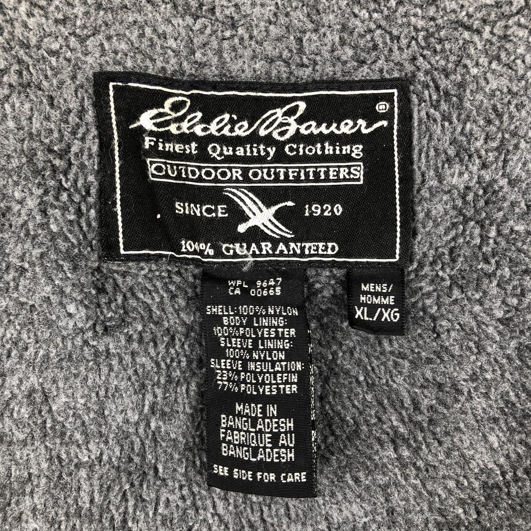 90s-00'S Eddie Bauer padded puffer jacket, men's size XL Nylon dark green Vintage Second Hand