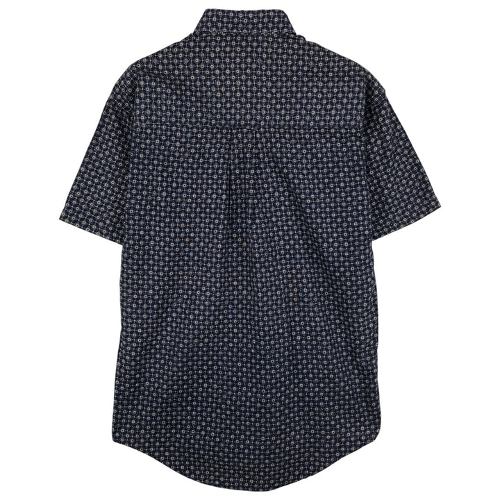 Ralph Lauren CHAPS Chaps, all-over print, short-sleeved button-down shirt, men's size S cotton navy blue type Vintage Second Hand