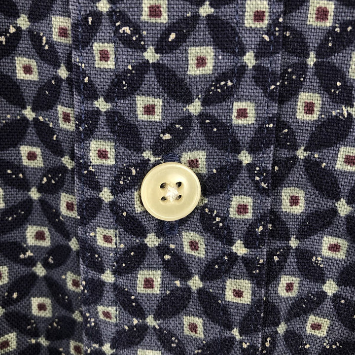 Ralph Lauren CHAPS Chaps, all-over print, short-sleeved button-down shirt, men's size S cotton navy blue type Vintage Second Hand
