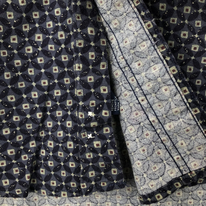 Ralph Lauren CHAPS Chaps, all-over print, short-sleeved button-down shirt, men's size S cotton navy blue type Vintage Second Hand