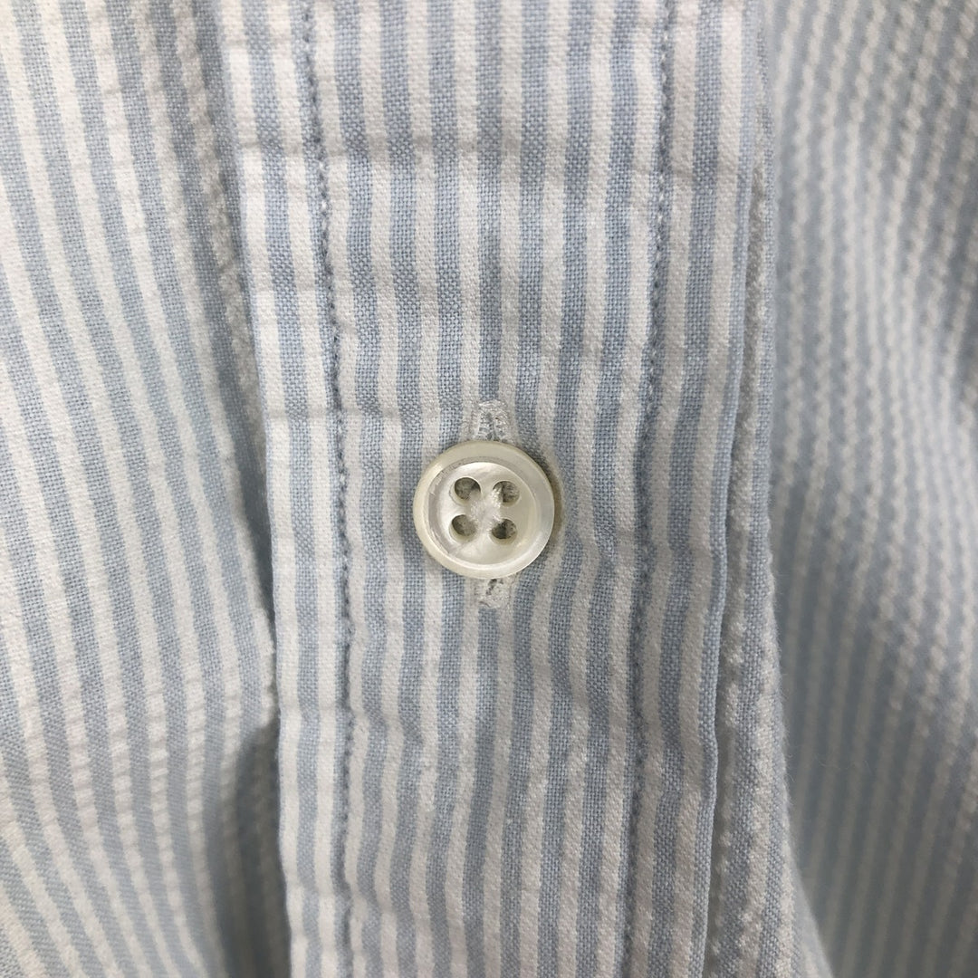 Ralph Lauren Seersucker Short Sleeve Button-Down Striped Shirt, Men's Size L cotton Blue type light blue Vintage Second Hand