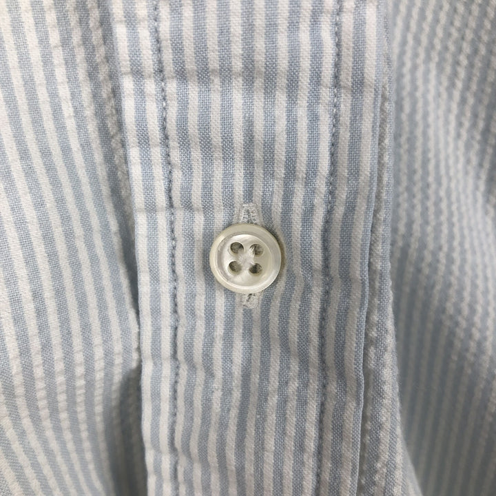Ralph Lauren Seersucker Short Sleeve Button-Down Striped Shirt, Men's Size L cotton Blue type light blue Vintage Second Hand