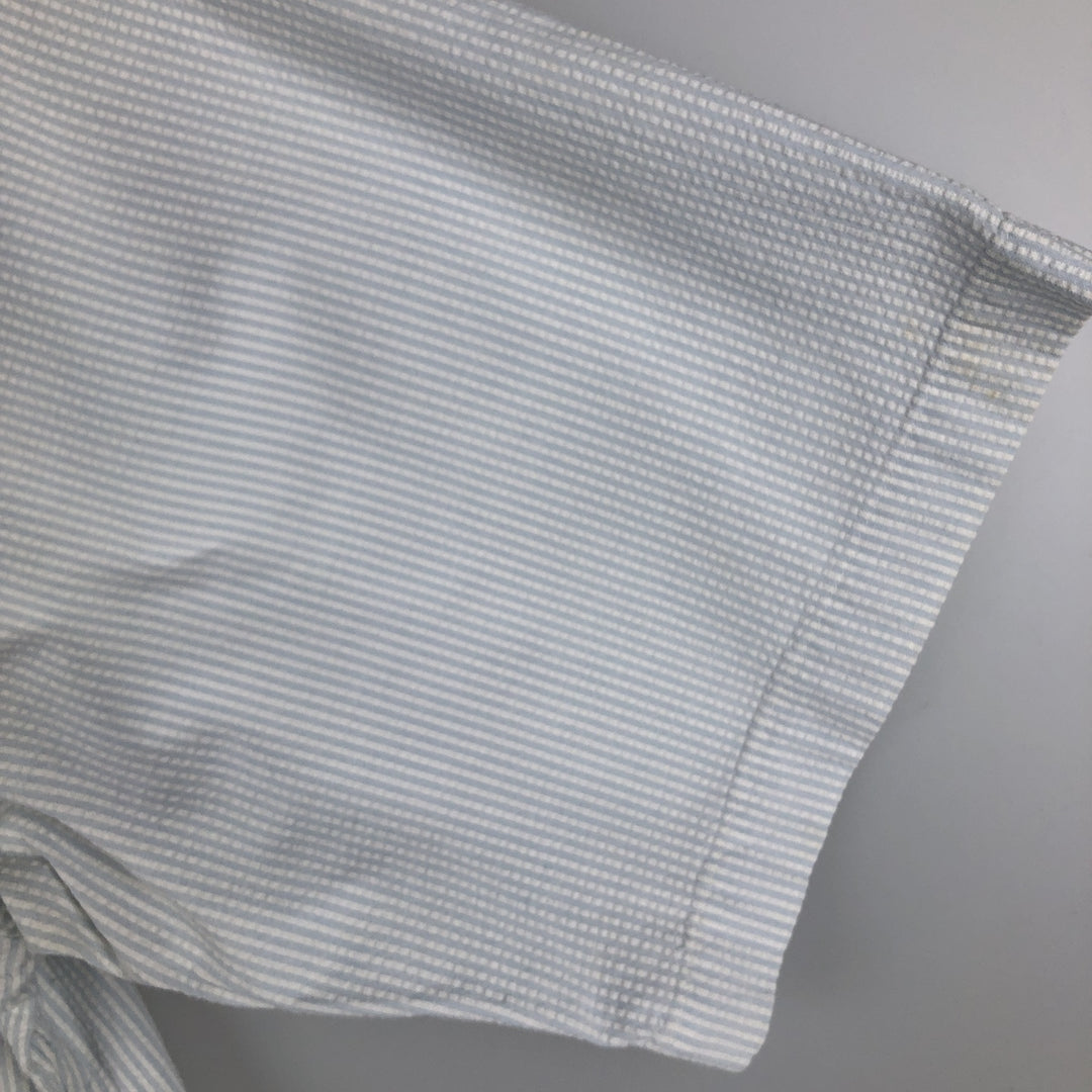 Ralph Lauren Seersucker Short Sleeve Button-Down Striped Shirt, Men's Size L cotton Blue type light blue Vintage Second Hand