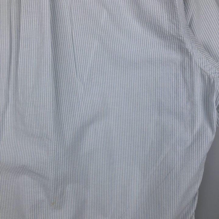 Ralph Lauren Seersucker Short Sleeve Button-Down Striped Shirt, Men's Size L cotton Blue type light blue Vintage Second Hand