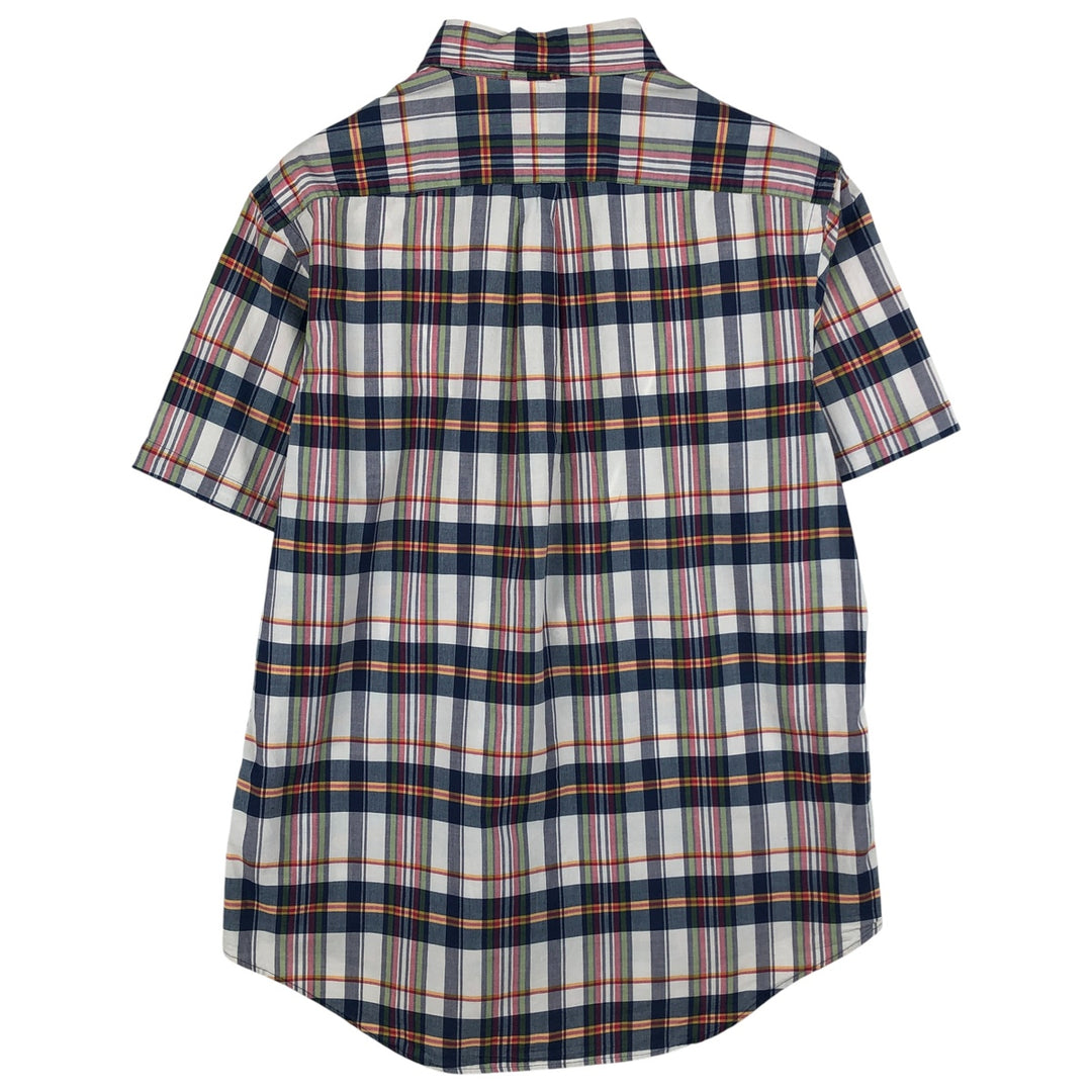 Ralph Lauren short sleeve button down check shirt, men's size L cotton navy blue type Vintage Second Hand