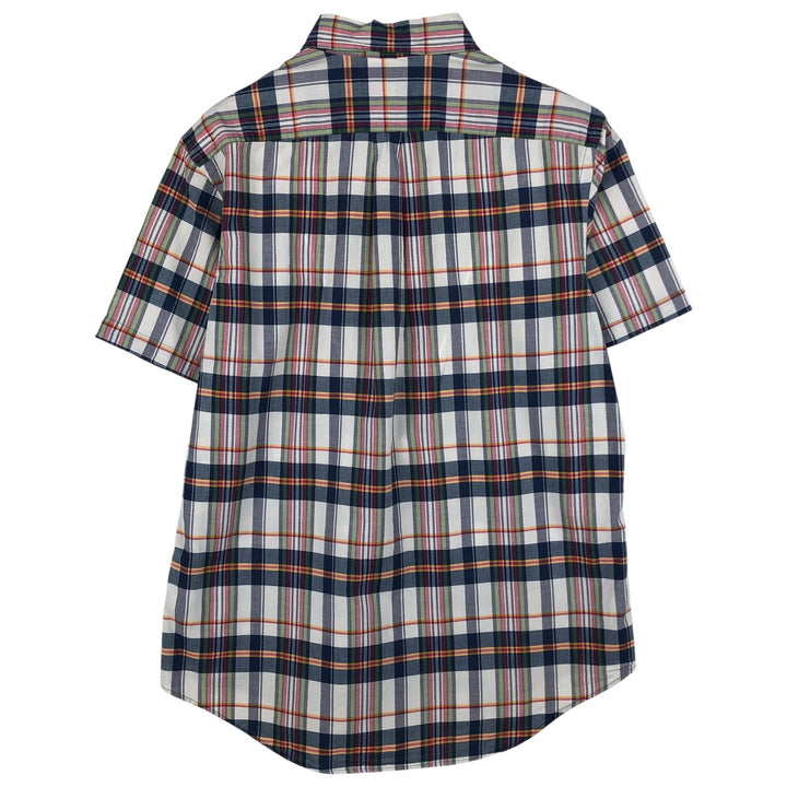 Ralph Lauren short sleeve button down check shirt, men's size L cotton navy blue type Vintage Second Hand