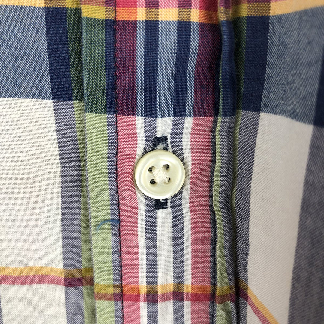 Ralph Lauren short sleeve button down check shirt, men's size L cotton navy blue type Vintage Second Hand
