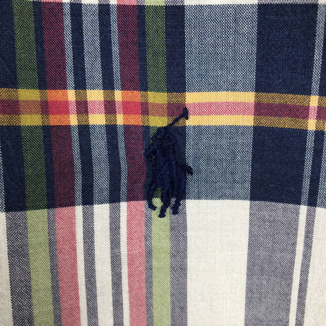 Ralph Lauren short sleeve button down check shirt, men's size L cotton navy blue type Vintage Second Hand