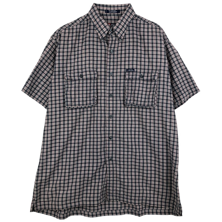 Ralph Lauren CHAPS short-sleeved button-down checkered box shirt, men's size L cotton navy blue type Vintage Second Hand