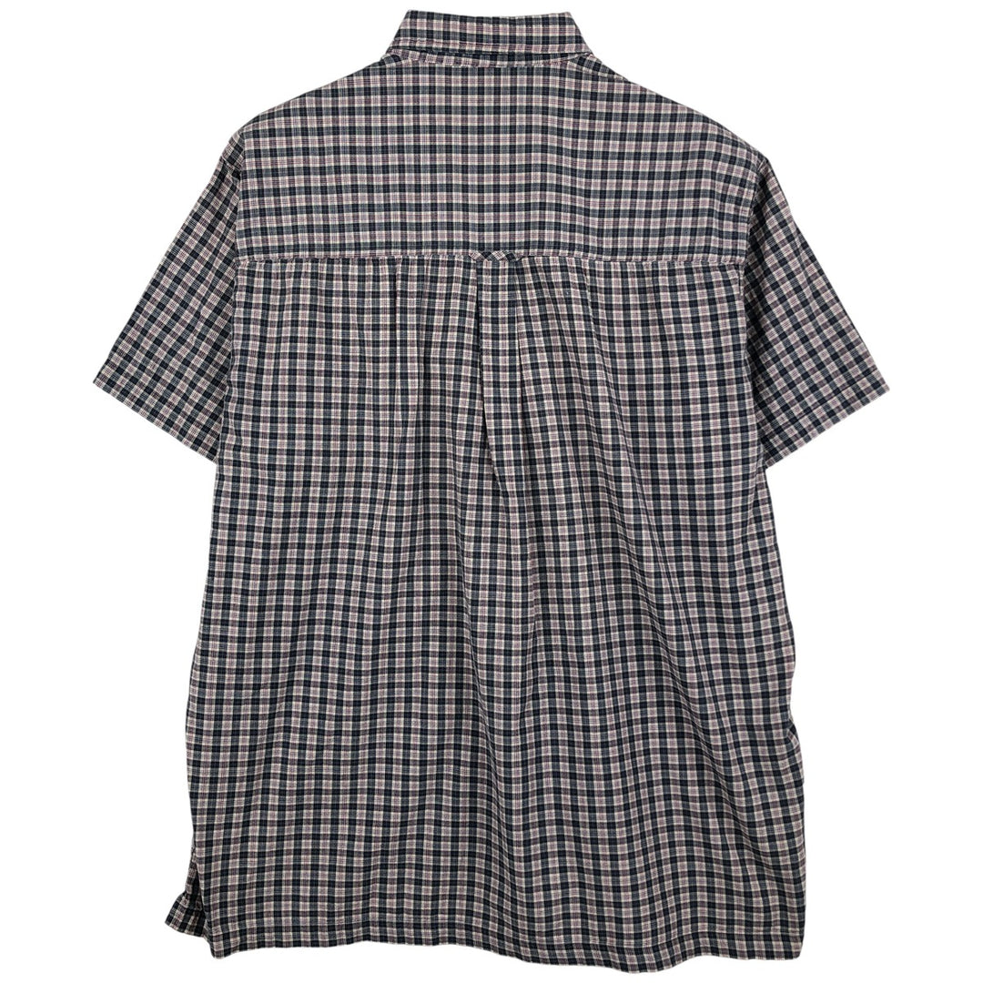 Ralph Lauren CHAPS short-sleeved button-down checkered box shirt, men's size L cotton navy blue type Vintage Second Hand