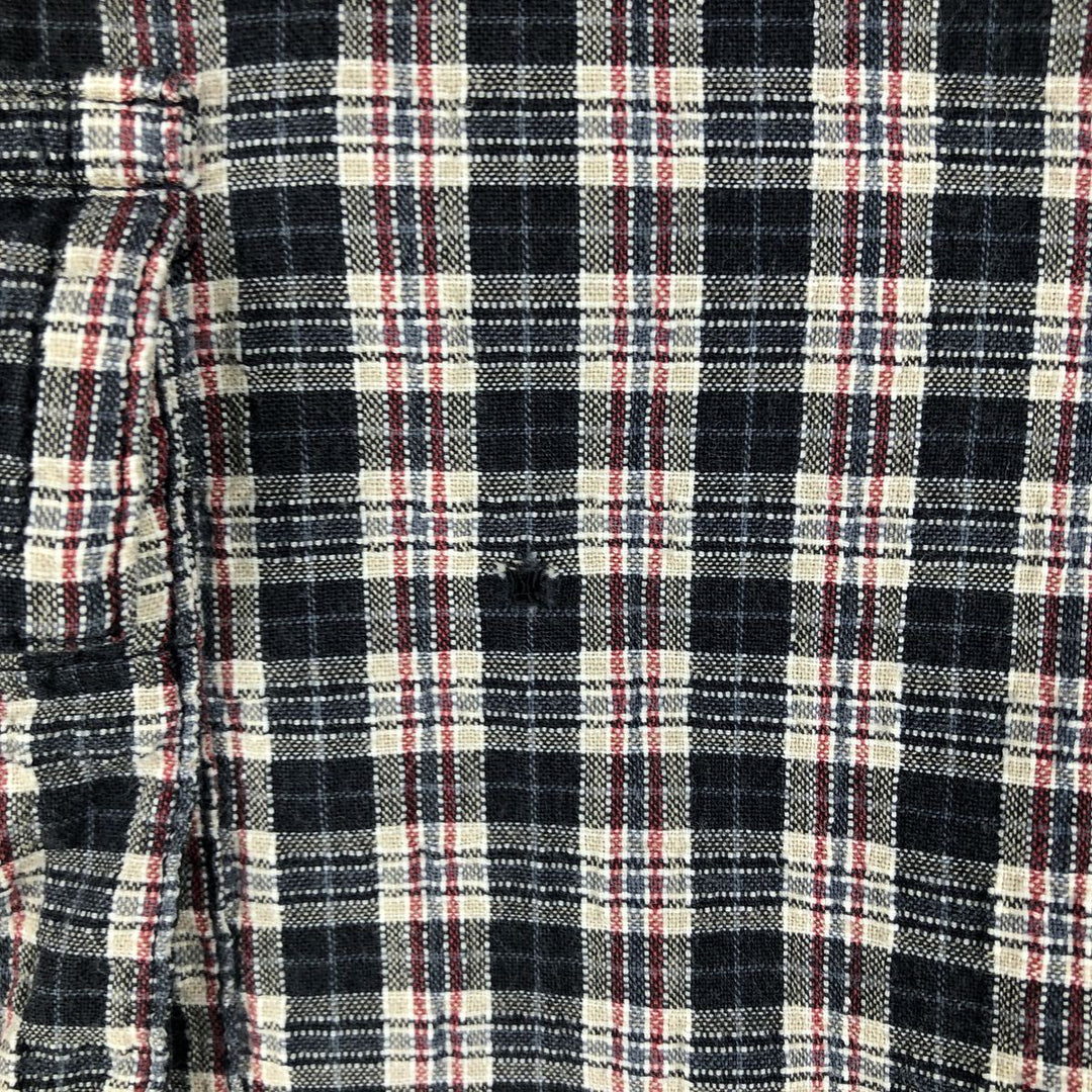 Ralph Lauren CHAPS short-sleeved button-down checkered box shirt, men's size L cotton navy blue type Vintage Second Hand