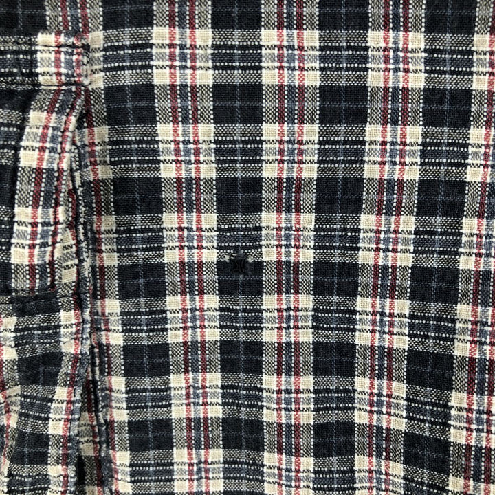 Ralph Lauren CHAPS short-sleeved button-down checkered box shirt, men's size L cotton navy blue type Vintage Second Hand
