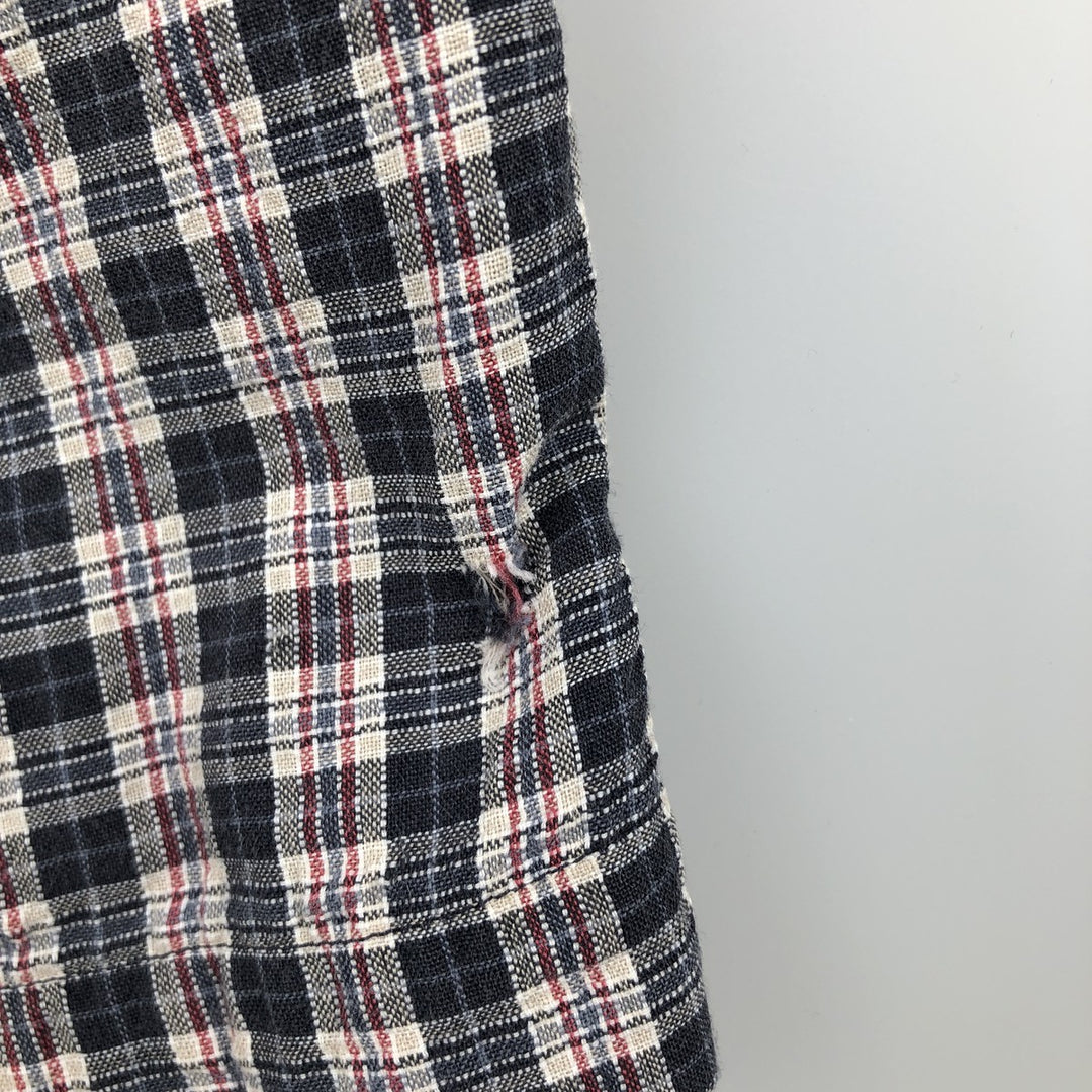 Ralph Lauren CHAPS short-sleeved button-down checkered box shirt, men's size L cotton navy blue type Vintage Second Hand