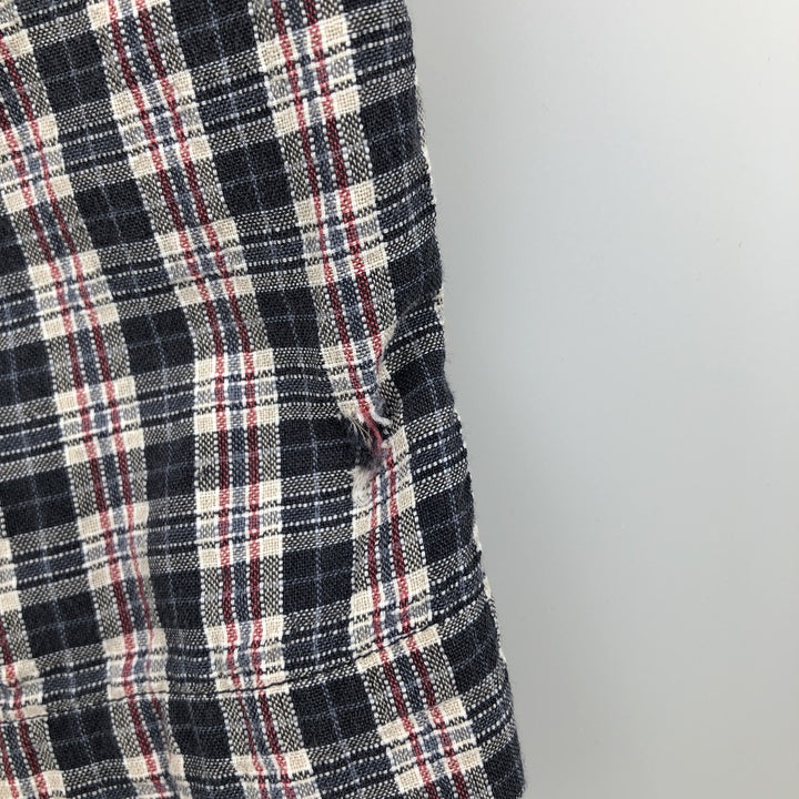 Ralph Lauren CHAPS short-sleeved button-down checkered box shirt, men's size L cotton navy blue type Vintage Second Hand