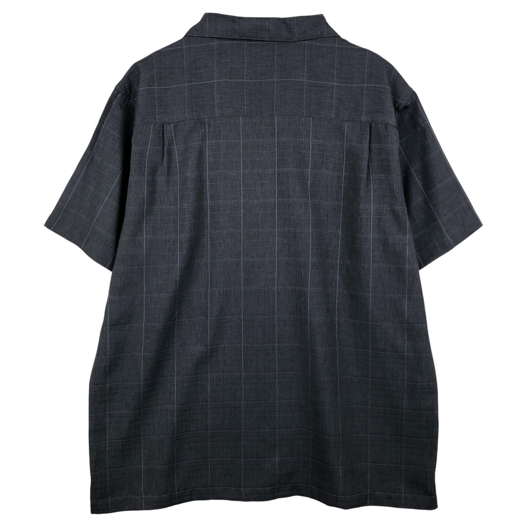 Haggar Check Pattern Short Sleeve Open Collar Polyester Shirt Box Shirt Men's XL polyester gray type Vintage Second Hand