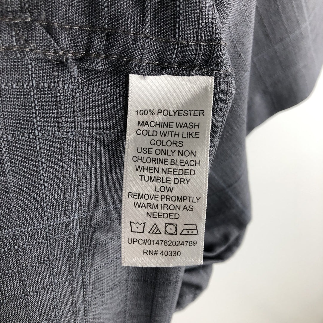 Haggar Check Pattern Short Sleeve Open Collar Polyester Shirt Box Shirt Men's XL polyester gray type Vintage Second Hand