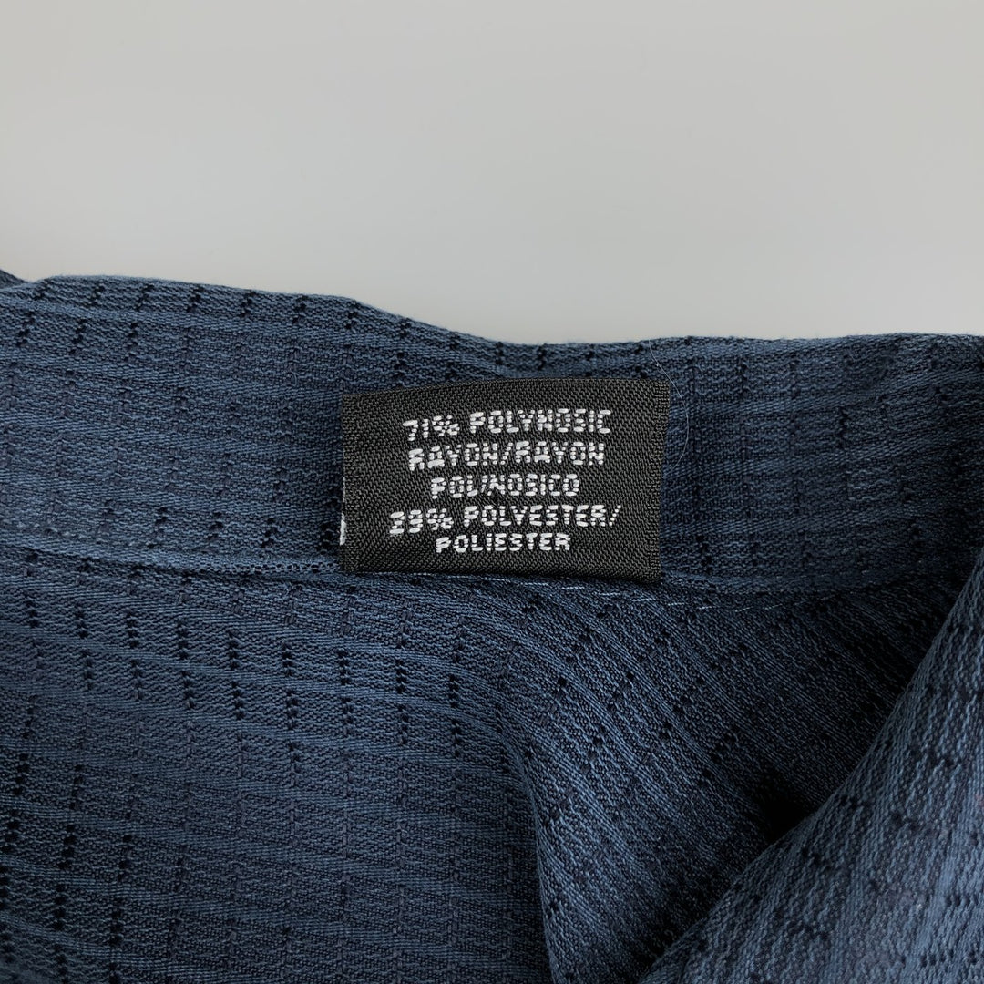 Haggar Check Pattern Short Sleeve Open Collar Rayon Box Shirt, Men's Size XL Rayon navy blue type Vintage Second Hand