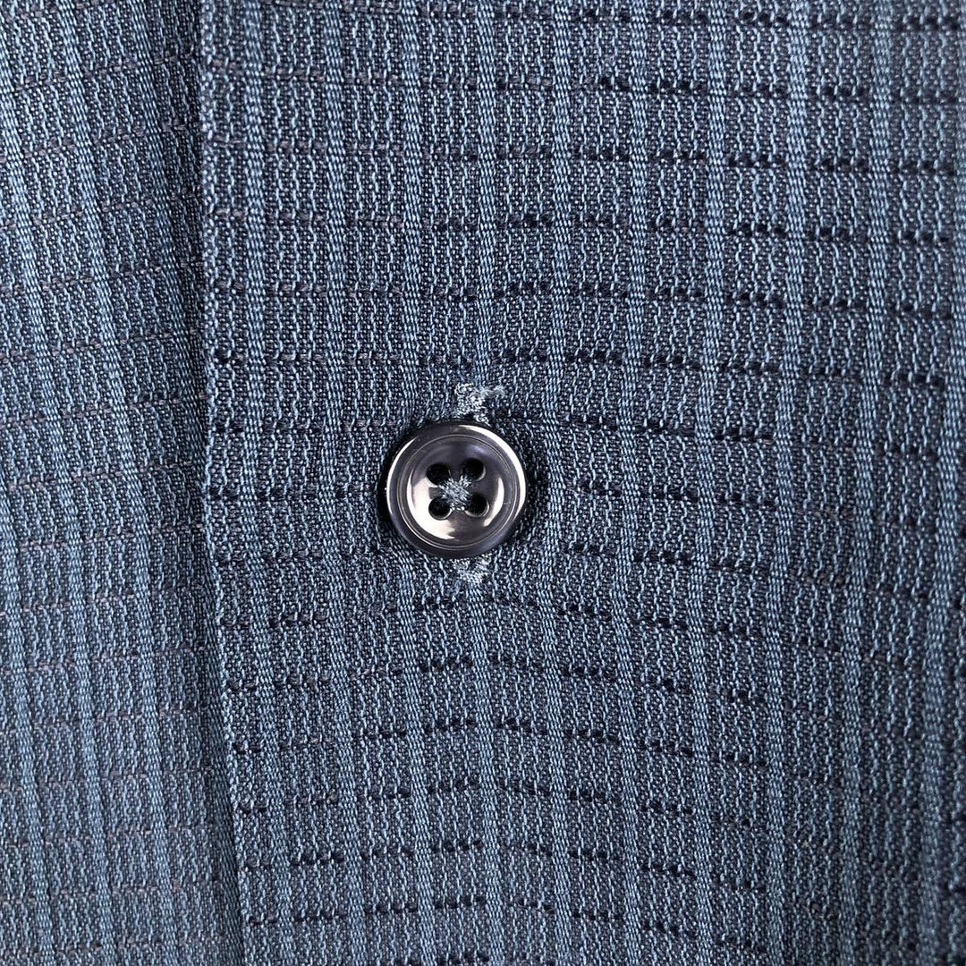 Haggar Check Pattern Short Sleeve Open Collar Rayon Box Shirt, Men's Size XL Rayon navy blue type Vintage Second Hand