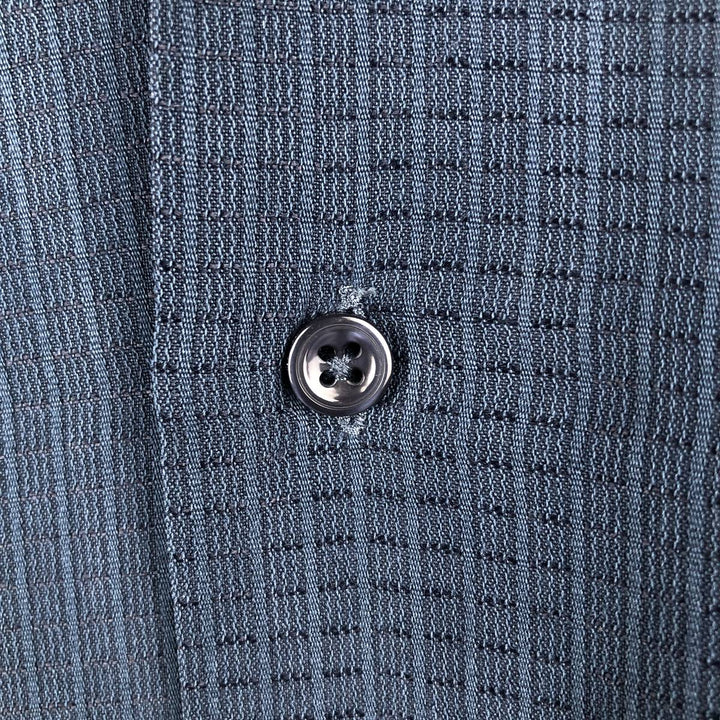 Haggar Check Pattern Short Sleeve Open Collar Rayon Box Shirt, Men's Size XL Rayon navy blue type Vintage Second Hand