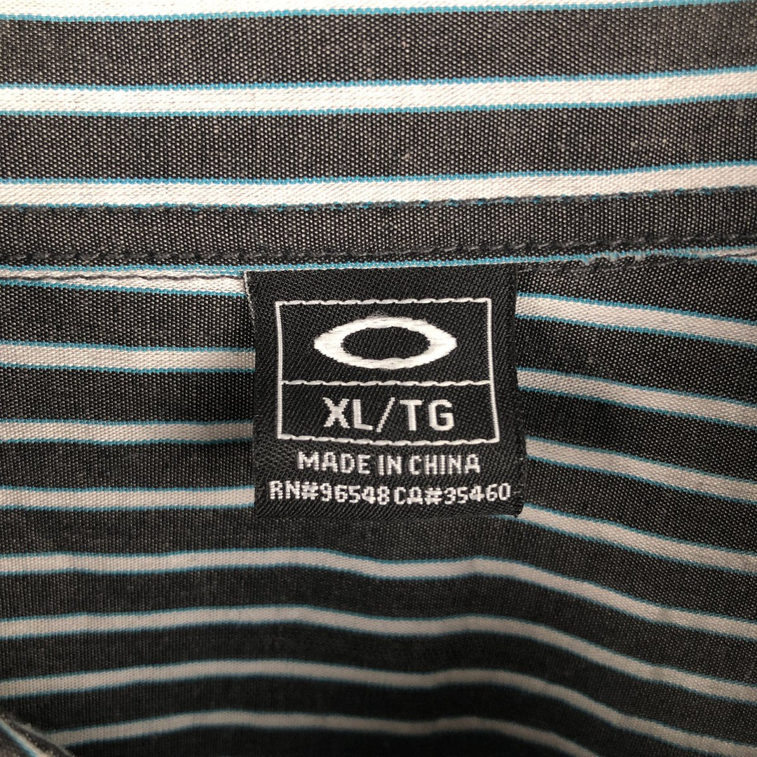 Oakley Short Sleeve Cotton Striped Shirt, Men's XL cotton Charcoal Vintage Second Hand