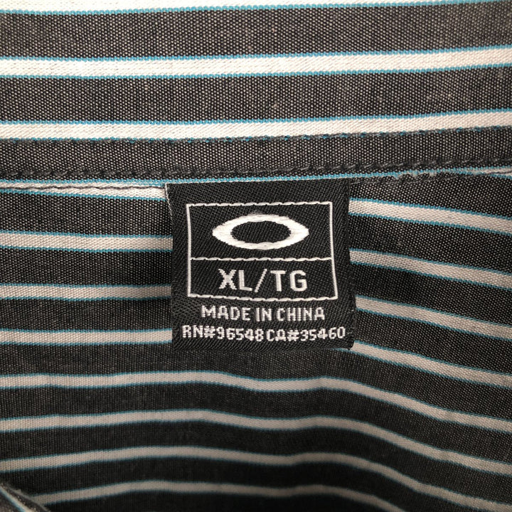 Oakley Short Sleeve Cotton Striped Shirt, Men's XL cotton Charcoal Vintage Second Hand
